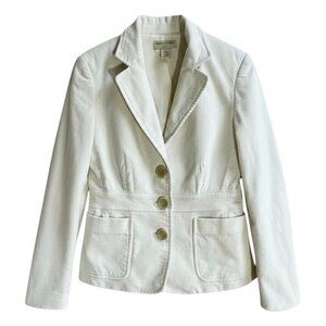 Banana Republic Stretch Cotton Twill Ivory Cream Blazer Jacket Size 4